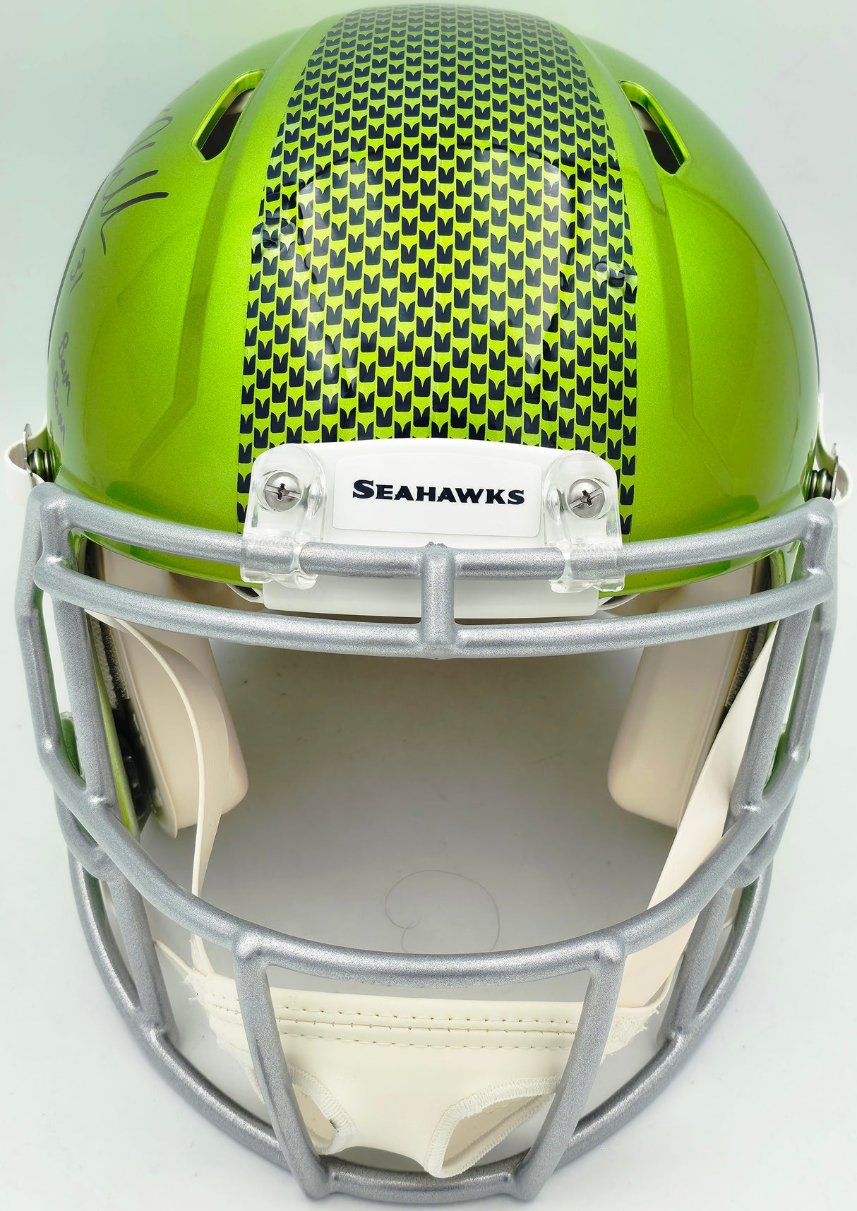 Kam Chancellor Autographed Seattle Seahawks Flash Green Full Size Speed Authentic Helmet "Bam Bam" Beckett BAS Witness Stock #258287