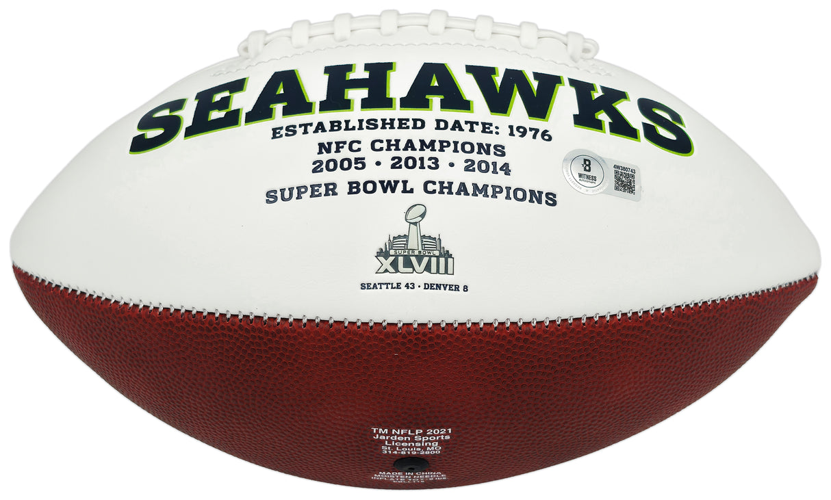 Kam Chancellor Autographed White Seattle Seahawks Logo Football Beckett BAS Witness Stock #259858