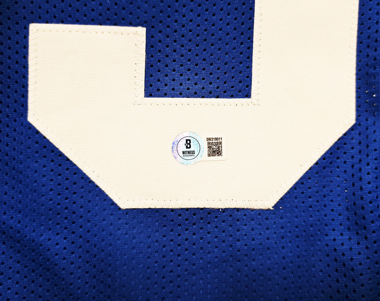 Seattle Seahawks Kam Chancellor Autographed Blue Throwback Jersey Beckett BAS Witness Stock #259852