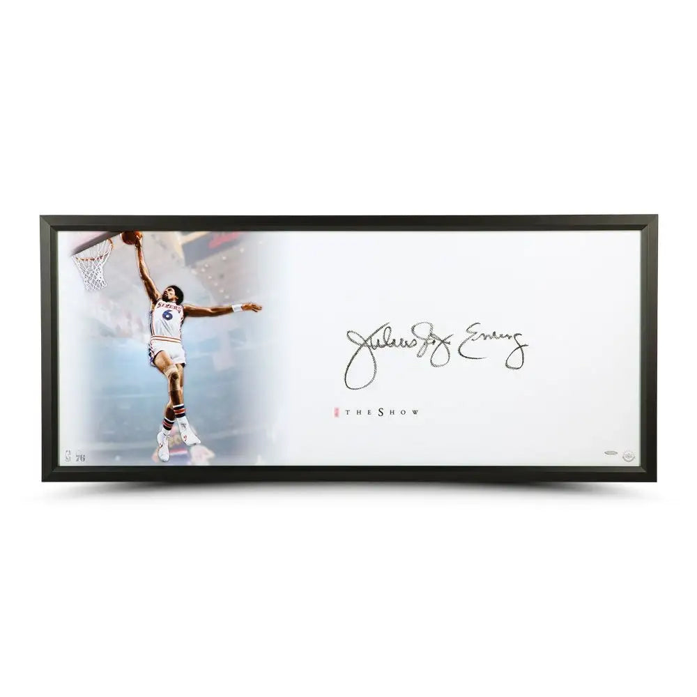 Julius "Dr. J" Erving Autographed Framed The Show 'The Doctor' 18x44 Photo Philadelphia 76ers UDA Holo Stock #261612