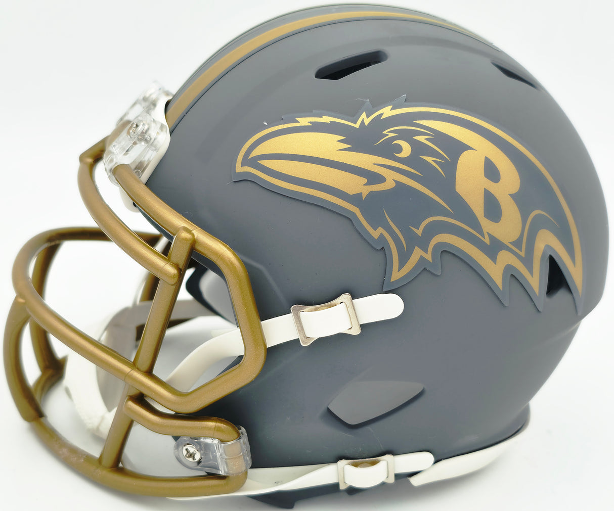 Derrick Henry Autographed Baltimore Ravens Slate Gray Speed Mini Helmet Beckett BAS Witness Stock #261818