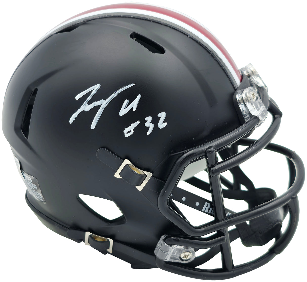 TreVeyon Henderson Autographed Ohio State Buckeyes Alternate Black Speed Mini Helmet Beckett BAS Witness Stock #261834