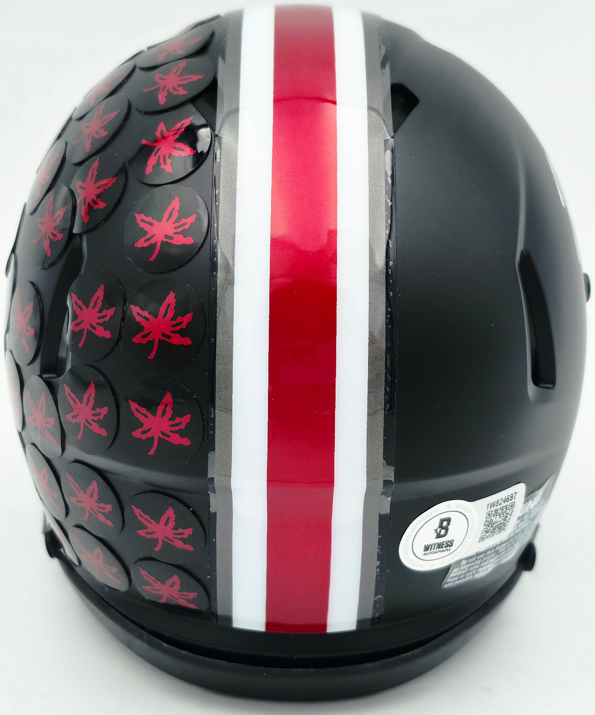 TreVeyon Henderson Autographed Ohio State Buckeyes Alternate Black Speed Mini Helmet Beckett BAS Witness Stock #261834