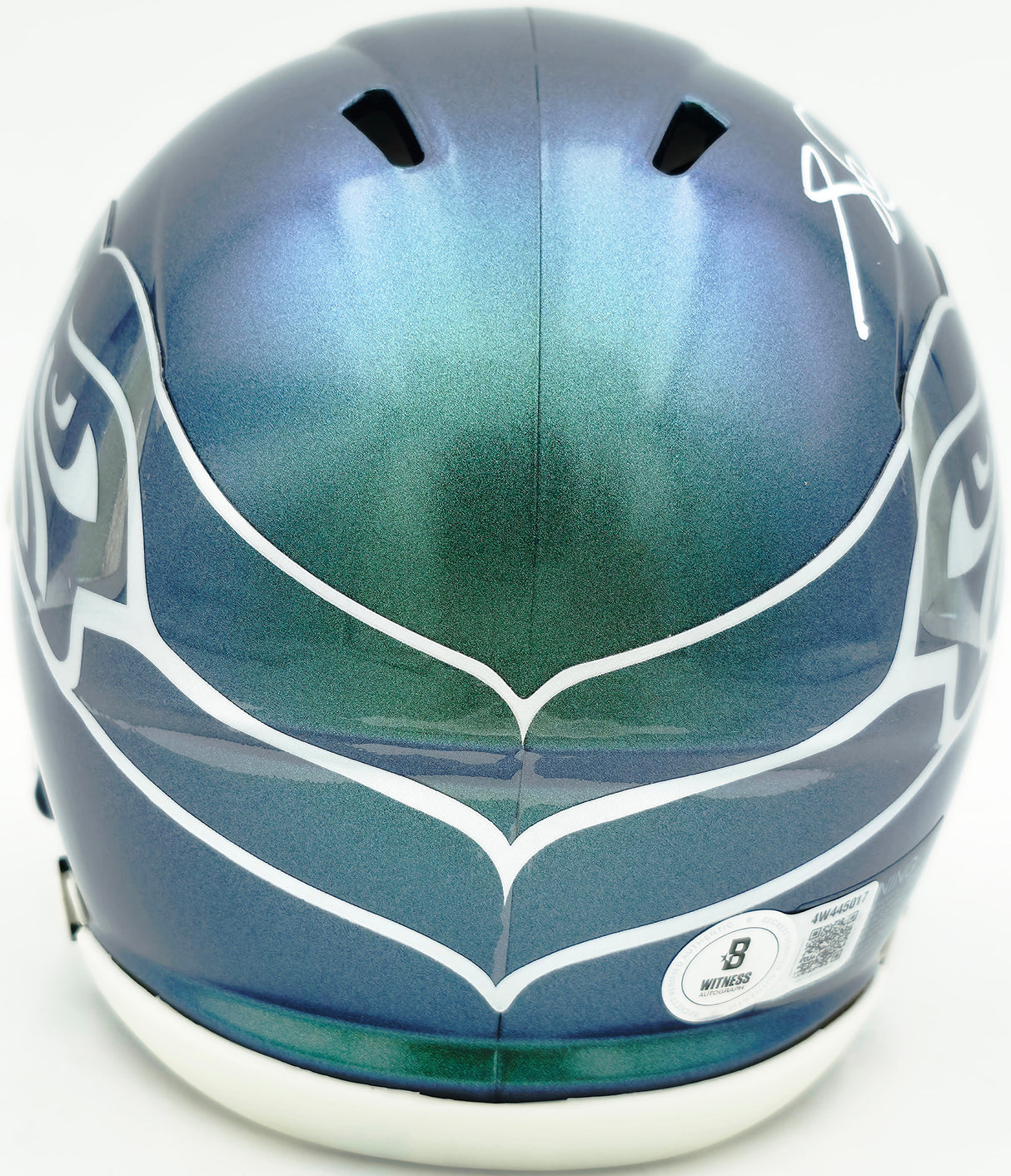 Sam Darnold Autographed Seattle Seahawks Metallic Green Rivalries Speed Mini Helmet Beckett BAS Witness Stock #261846