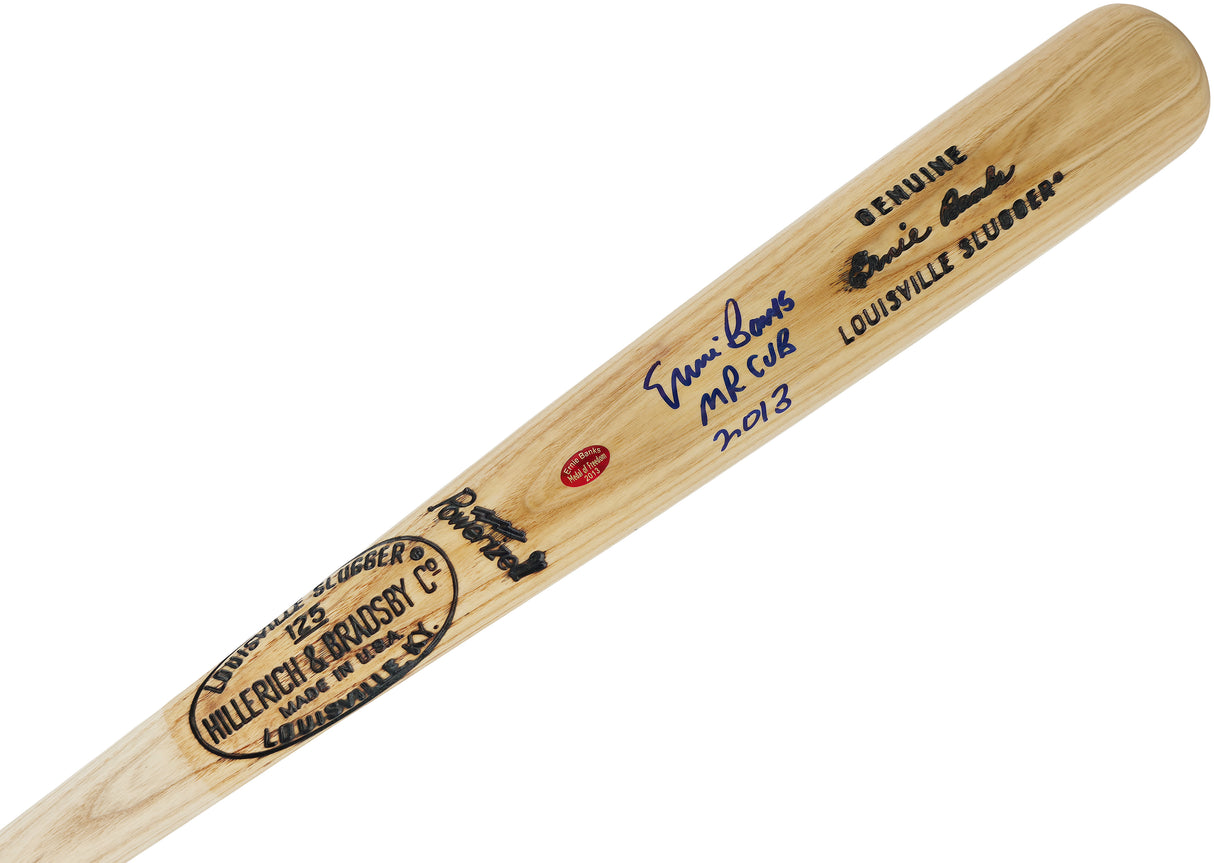 Ernie Banks Autographed Louisville Slugger Game Model Baseball Bat Chicago Cubs "Mr. Cub, 2013" Beckett BAS QR Stock #261677
