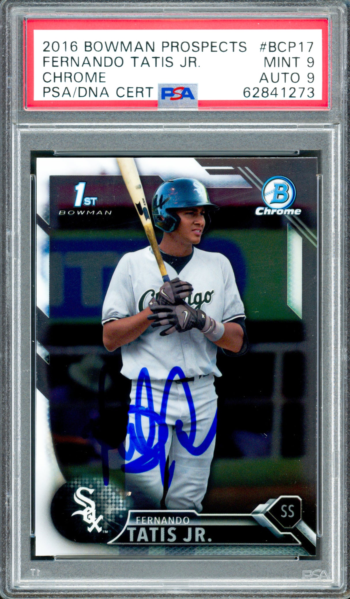 Fernando Tatis Jr. Autographed 2016 Bowman Chrome Rookie Card #BCP17 San Diego Padres PSA 9 Auto Grade Mint 9 PSA/DNA Stock #262010