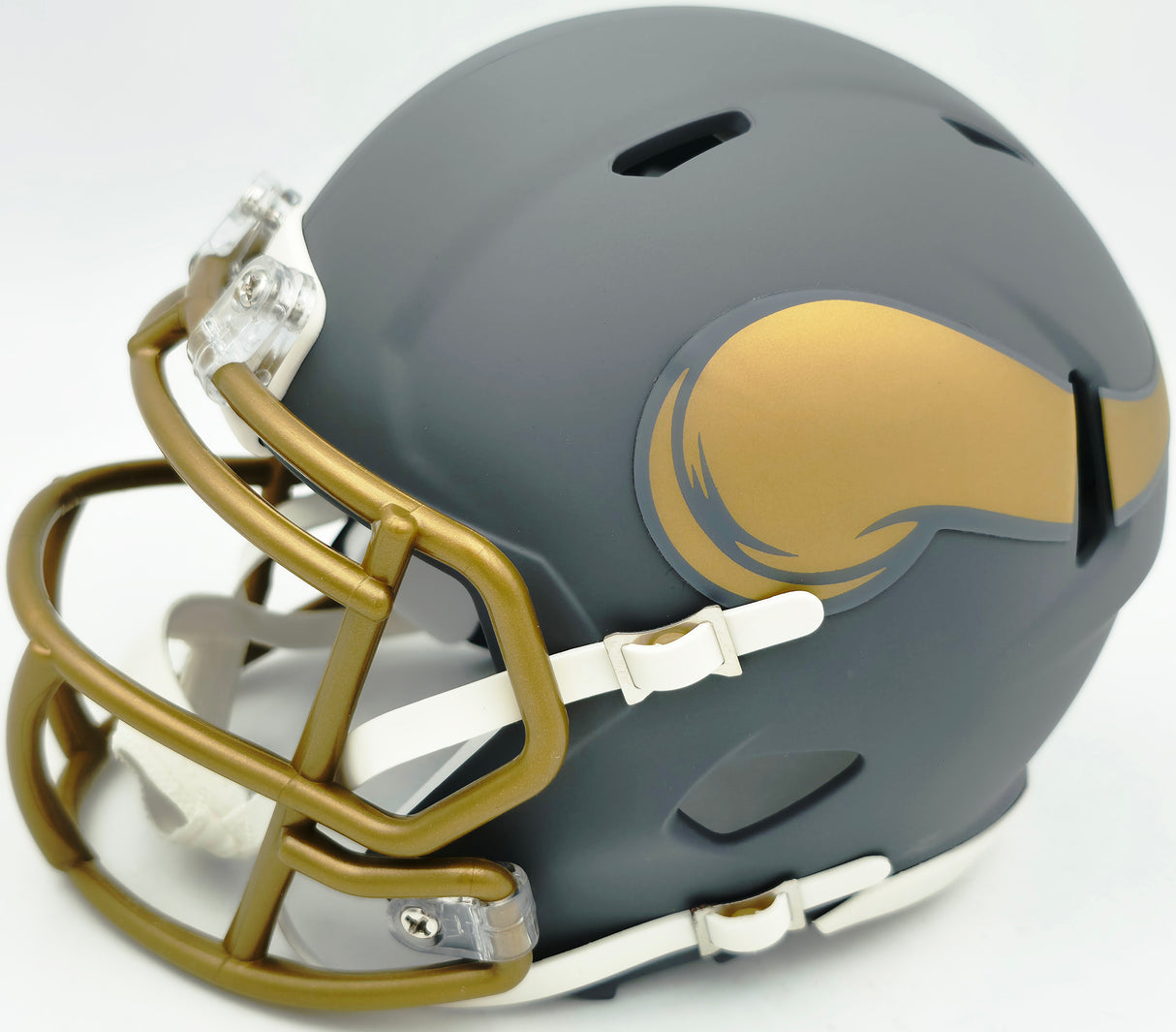 Jordan Addison Autographed Minnesota Vikings Slate Silver Speed Mini Helmet (In Black) Beckett BAS QR Stock #261898