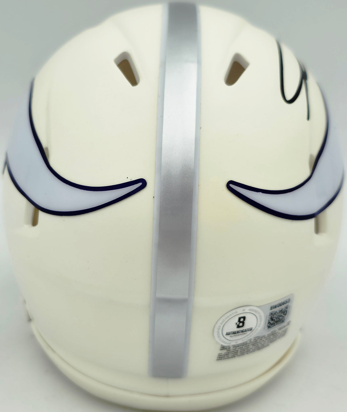 Jordan Addison Autographed Minnesota Vikings White 2024 Alternate Speed Mini Helmet (In Purple) Beckett BAS QR Stock #261903