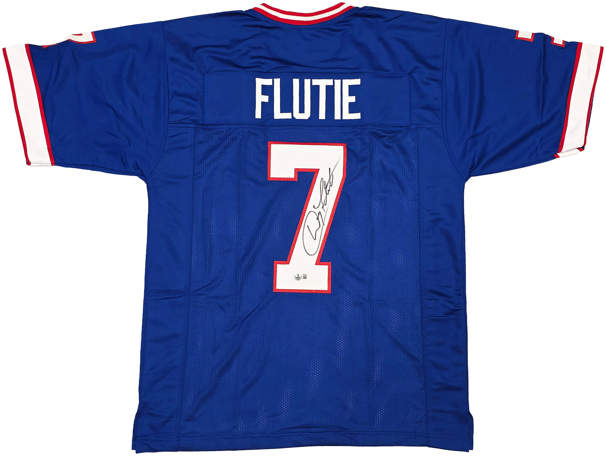 Buffalo Bills Doug Flutie Autographed Blue Jersey Beckett BAS Witness Stock #261912
