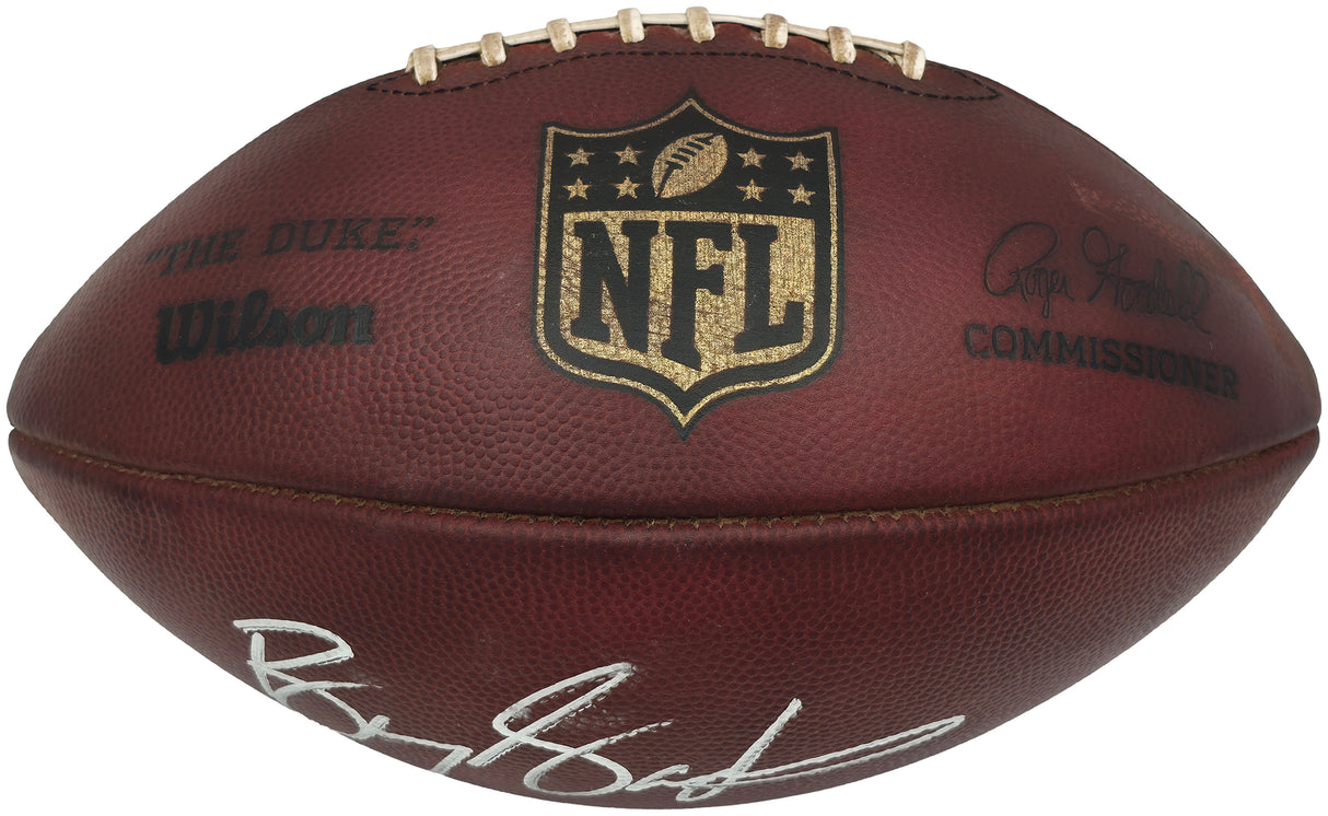 Barry Sanders Autographed Official NFL Leather Game Prepped Football Detroit Lions Beckett BAS QR Stock #260174