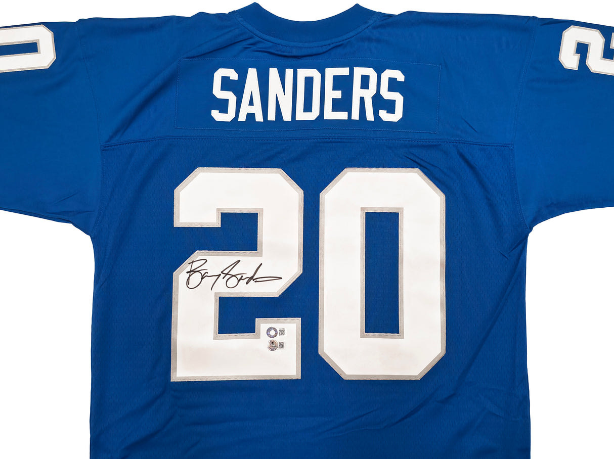 Detroit Lions Barry Sanders Autographed Blue Authentic Mitchell & Ness 1996 NFL Legacy Throwback Jersey Size 48 Beckett BAS QR Stock #260156