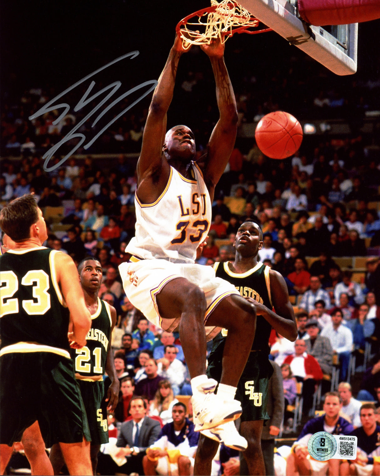 Shaquille Shaq O'Neal Autographed 8x10 Photo LSU Tigers Beckett BAS Witness Stock #262081