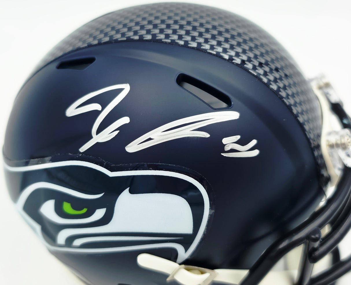 Jaxon Smith-Njigba Autographed Seattle Seahawks Blue Super Bowl LX Champions Logo Speed Mini Helmet Fanatics Holo Stock #262361