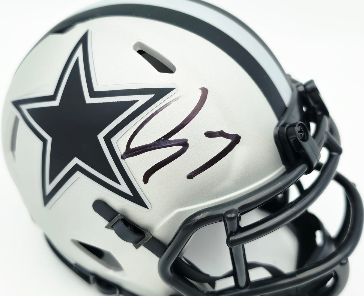 George Pickens Autographed Dallas Cowboys Silver Rave Speed Mini Helmet JSA Witness Stock #262393
