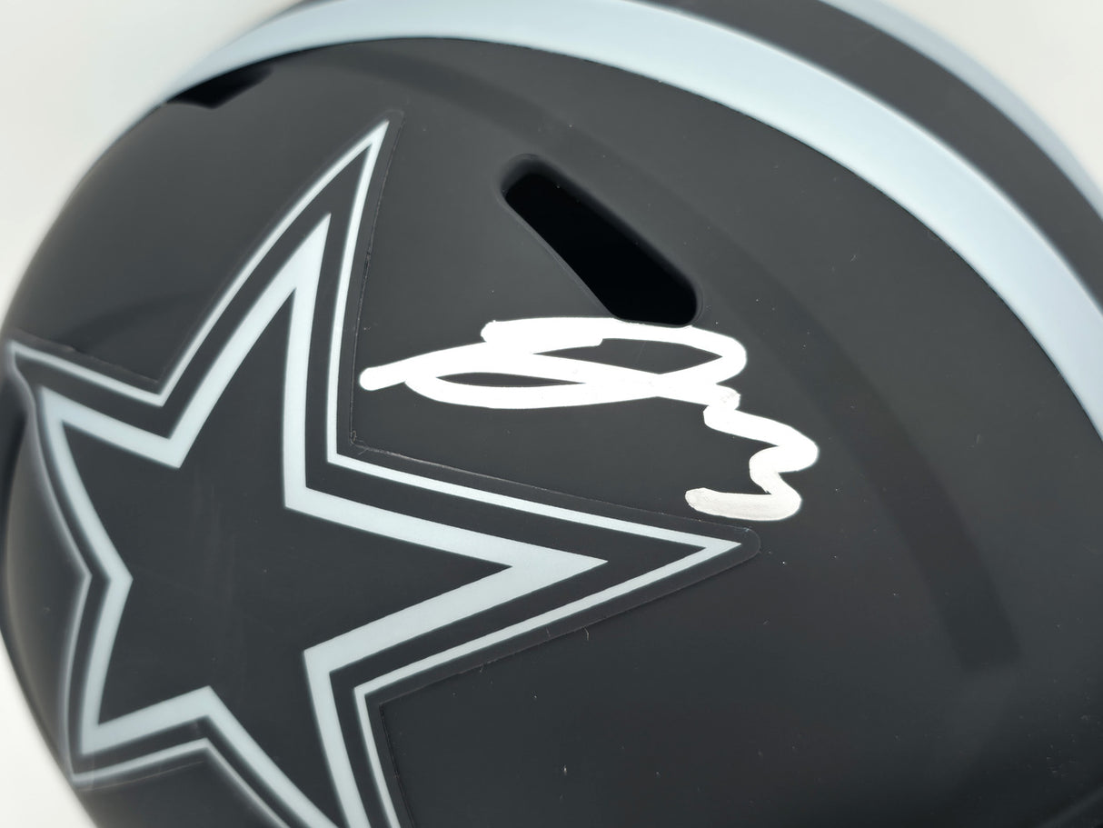 George Pickens Autographed Dallas Cowboys Eclipse Black Full Size Speed Replica Helmet JSA Witness Stock #262390