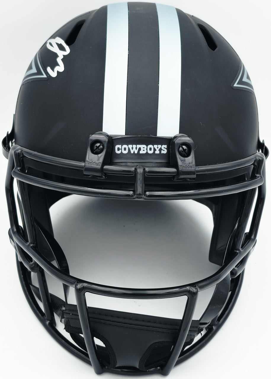 George Pickens Autographed Dallas Cowboys Eclipse Black Full Size Speed Replica Helmet JSA Witness Stock #262390