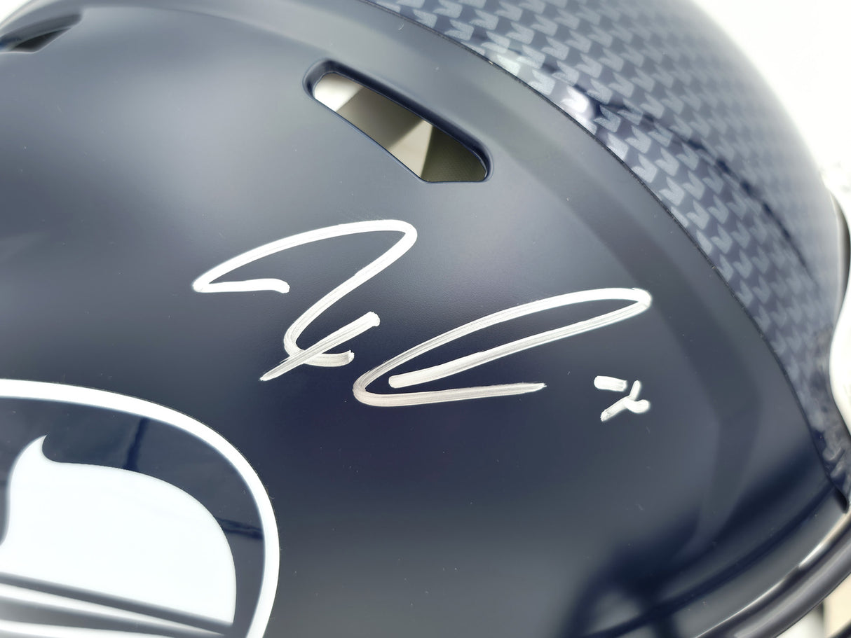 Jaxon Smith-Njigba Autographed Seattle Seahawks Blue Super Bowl LX Champions Logo Full Size Authentic Speed Helmet Fanatics Holo Stock #262359