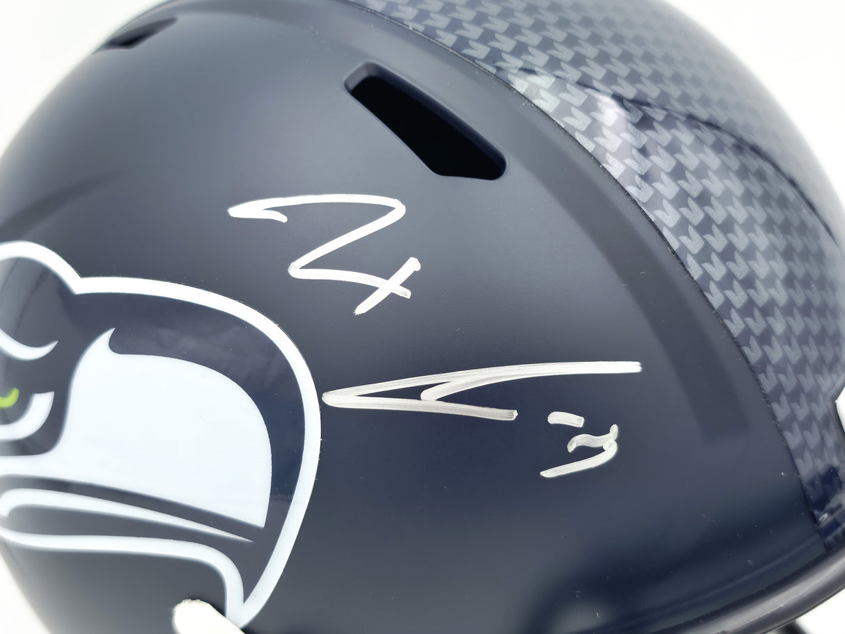 Jaxon Smith-Njigba Autographed Seattle Seahawks Blue Super Bowl LX Champions Logo Full Size Speed Replica Helmet Fanatics Holo Stock #262360