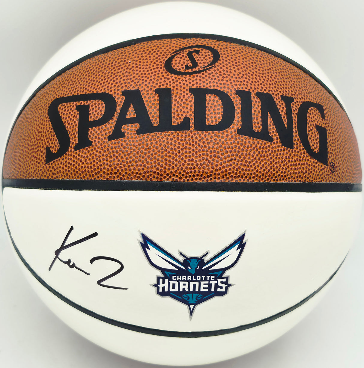 Kon Knueppel Autographed Official Spalding Charlotte Hornets White Logo Basketball Fanatics Holo Stock #262370