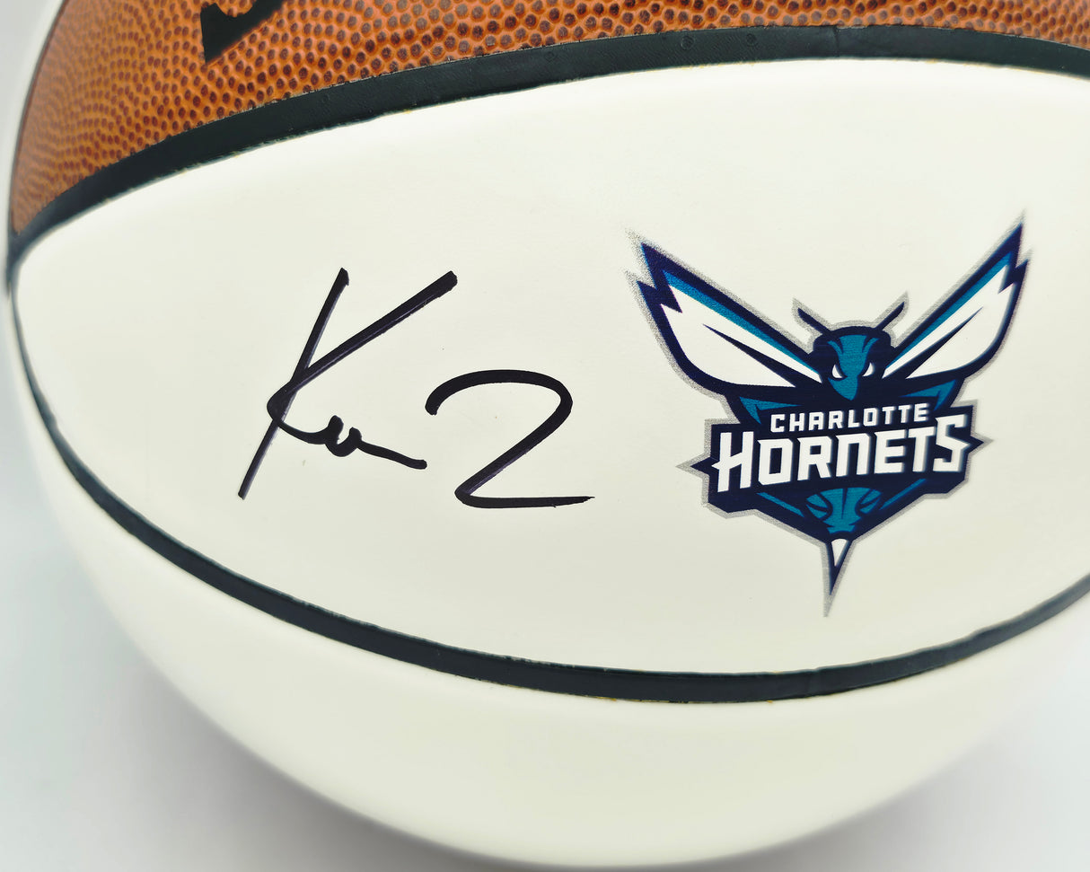 Kon Knueppel Autographed Official Spalding Charlotte Hornets White Logo Basketball Fanatics Holo Stock #262370