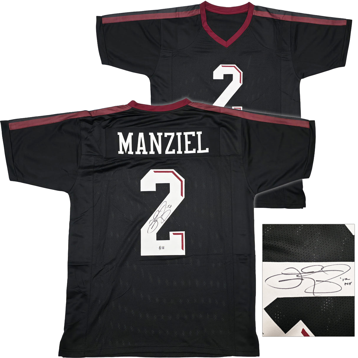 Texas A&M Aggies Johnny Manziel Autographed Black Jersey "12 HT" Beckett BAS Witness Stock #262056