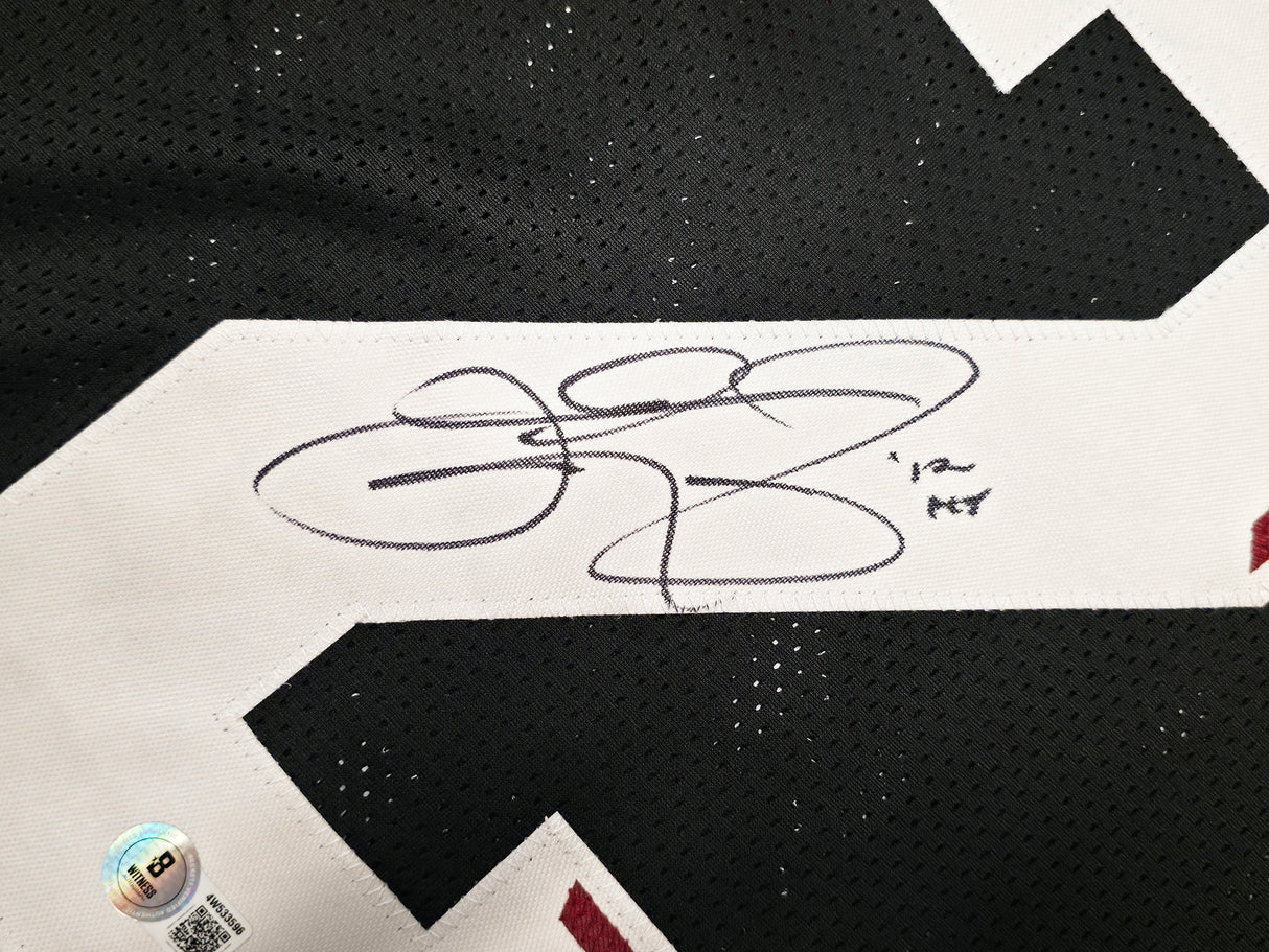 Texas A&M Aggies Johnny Manziel Autographed Black Jersey "12 HT" Beckett BAS Witness Stock #262056