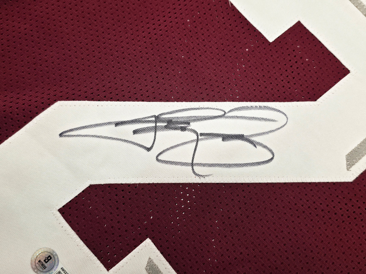 Texas A&M Aggies Johnny Manziel Autographed Maroon Jersey Beckett BAS Witness Stock #262054