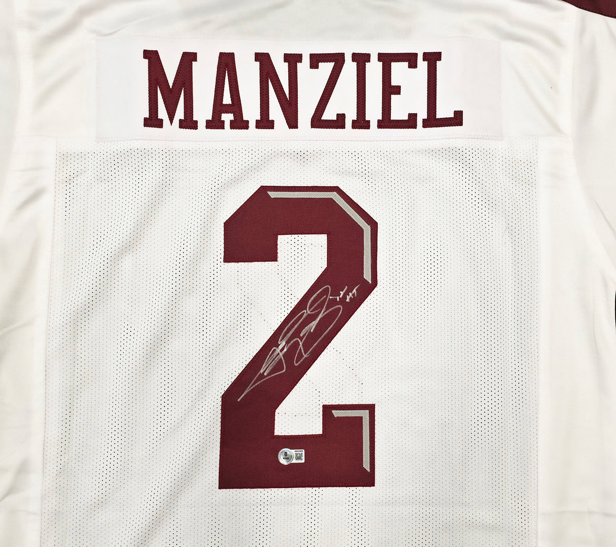Texas A&M Aggies Johnny Manziel Autographed White Jersey "12 HT" Beckett BAS Witness Stock #262055