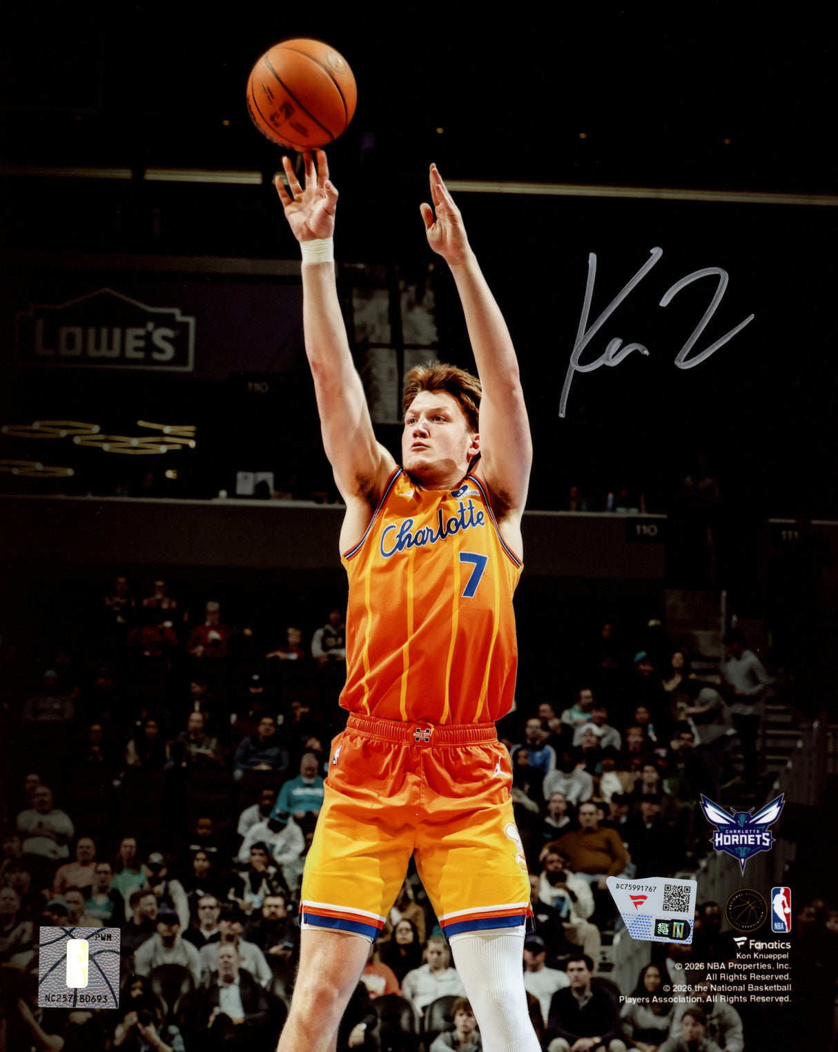 Kon Knueppel Autographed 8x10 Photo Charlotte Hornets Fanatics Holo Stock #262369