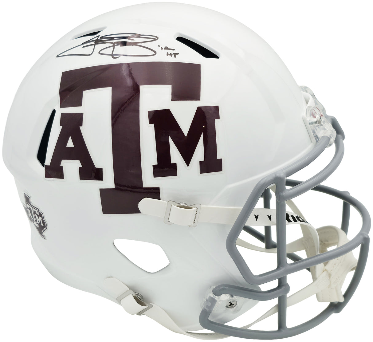 Johnny Manziel Autographed Texas A&M Aggies White Full Size Speed Replica Helmet "12 HT" Beckett BAS Witness Stock #261982
