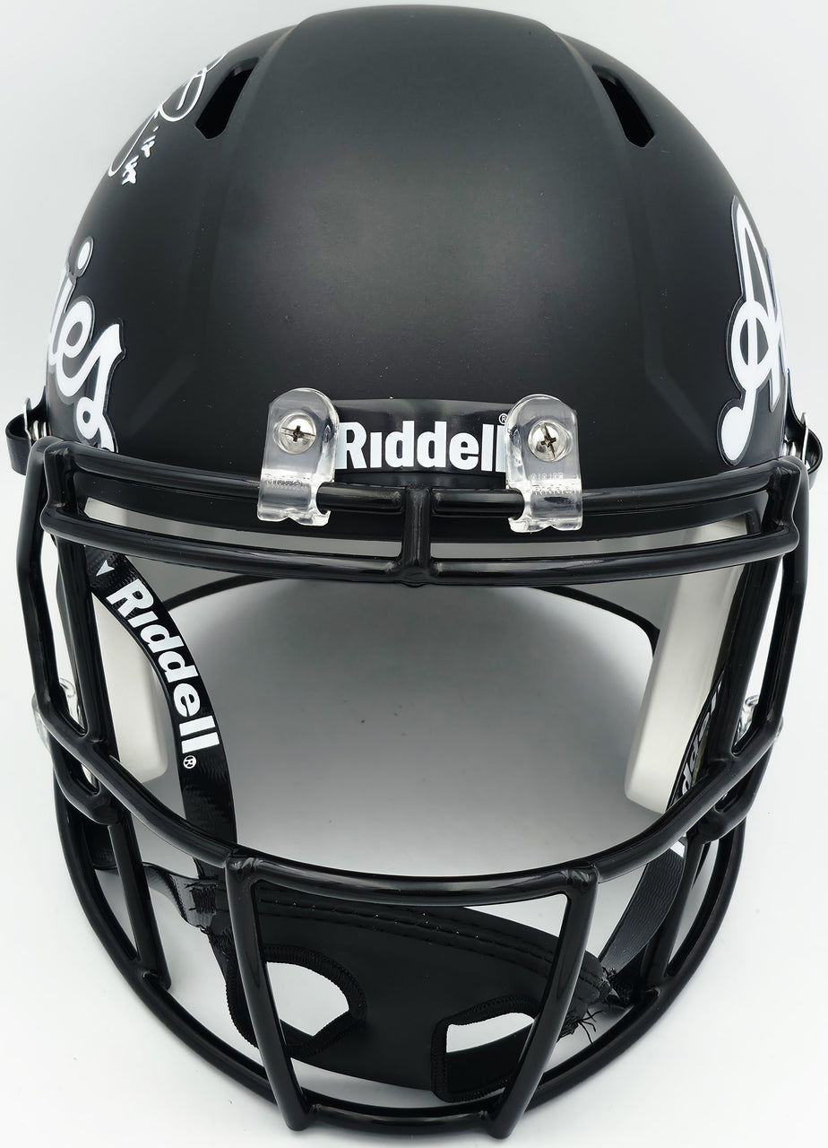 Johnny Manziel Autographed Texas A&M Aggies Black Full Size Script Logo Speed Replica Helmet "12 HT" Beckett BAS Witness Stock #261983
