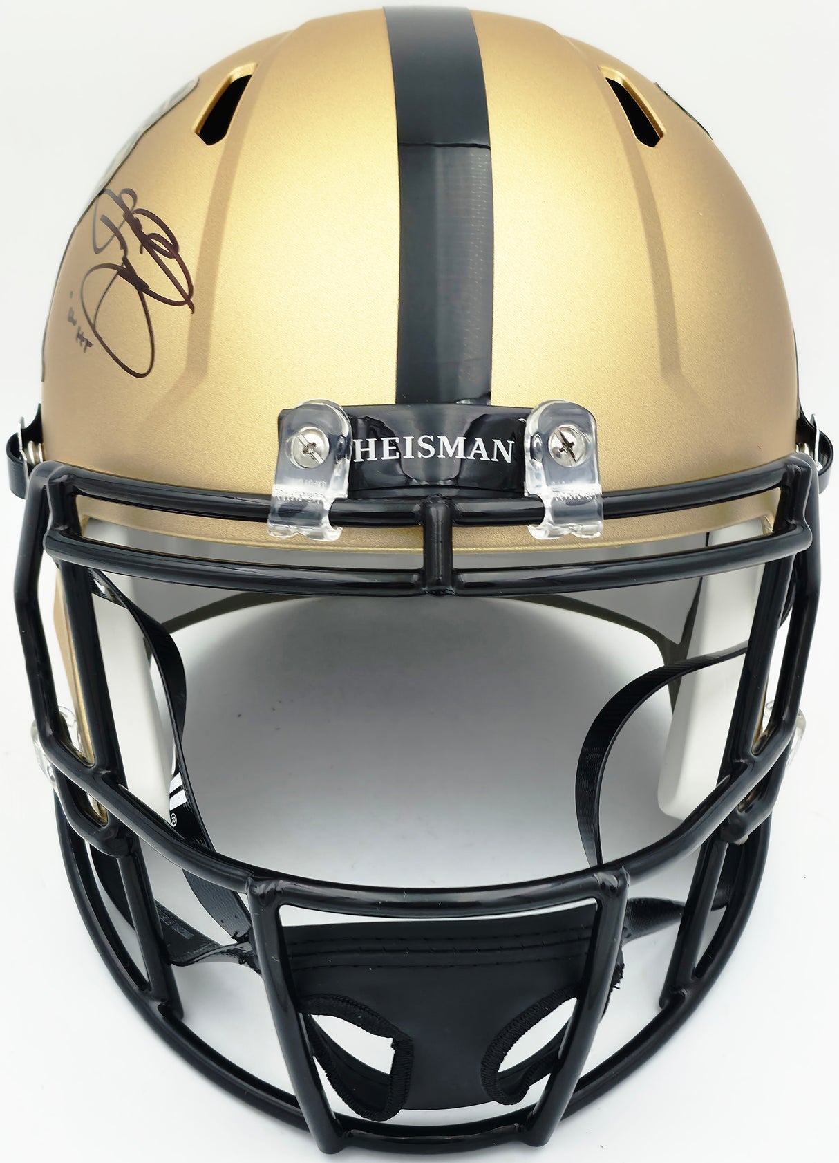 Johnny Manziel Autographed Texas A&M Aggies Gold Full Size Heisman Logo Speed Replica Helmet "12 HT" Beckett BAS Witness Stock #261984