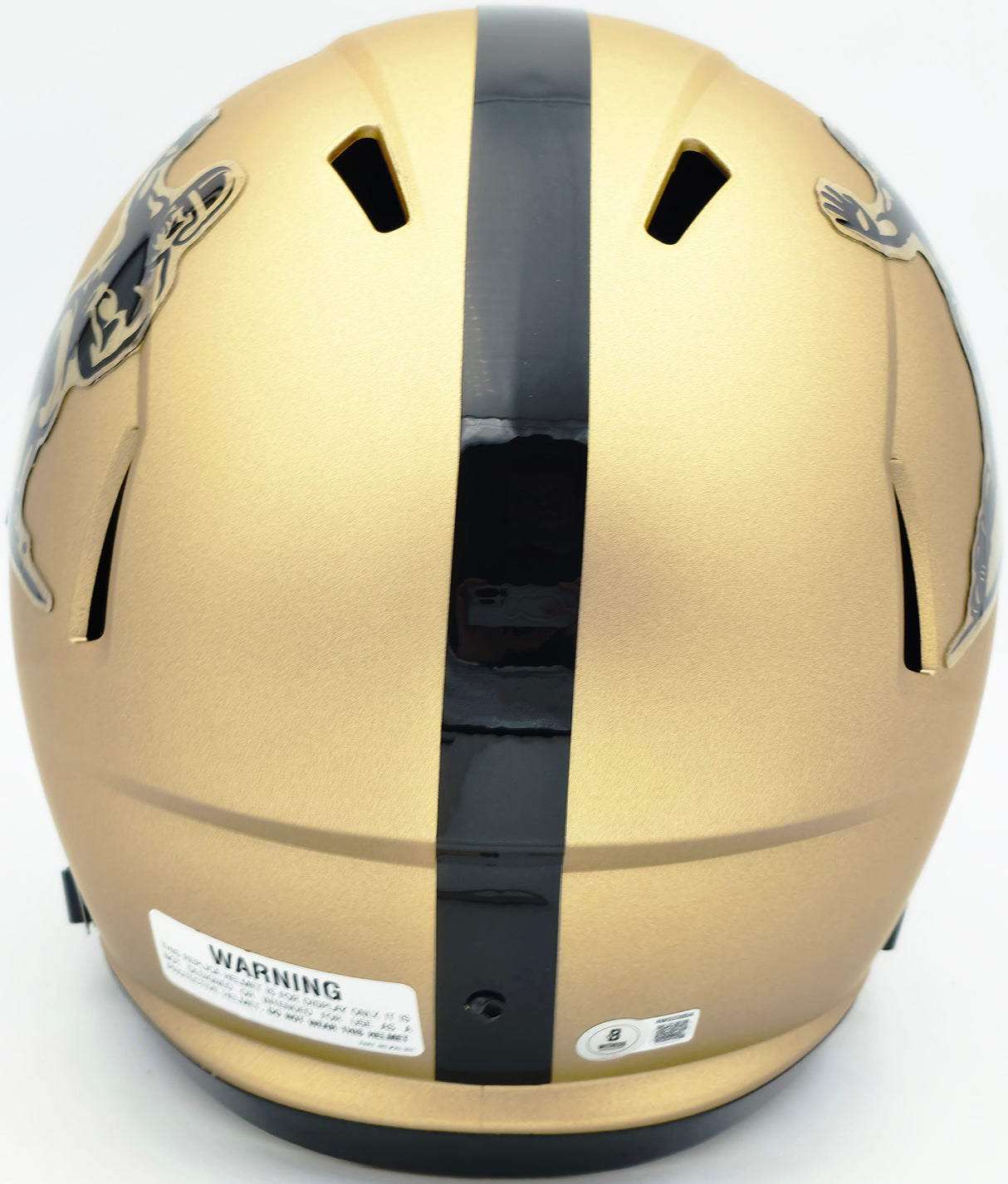 Johnny Manziel Autographed Texas A&M Aggies Gold Full Size Heisman Logo Speed Replica Helmet "12 HT" Beckett BAS Witness Stock #261984