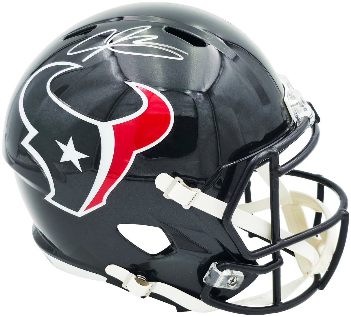 Andre Johnson Autographed Houston Texans Blue 2024 Full Size Speed Replica Helmet Beckett BAS Witness Stock #262068