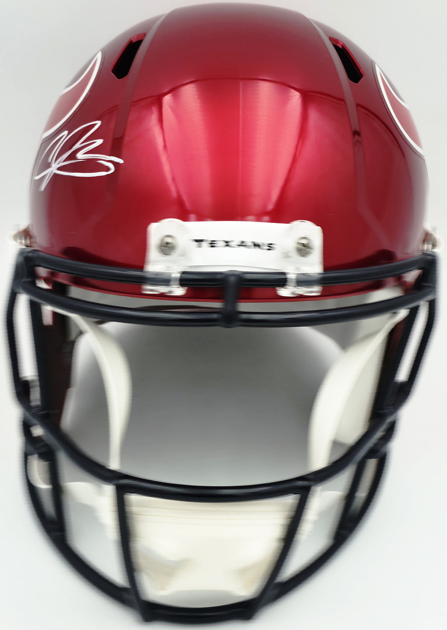 Andre Johnson Autographed Houston Texans Red 2022 Alternate Full Size Speed Replica Helmet Beckett BAS Witness Stock #262069