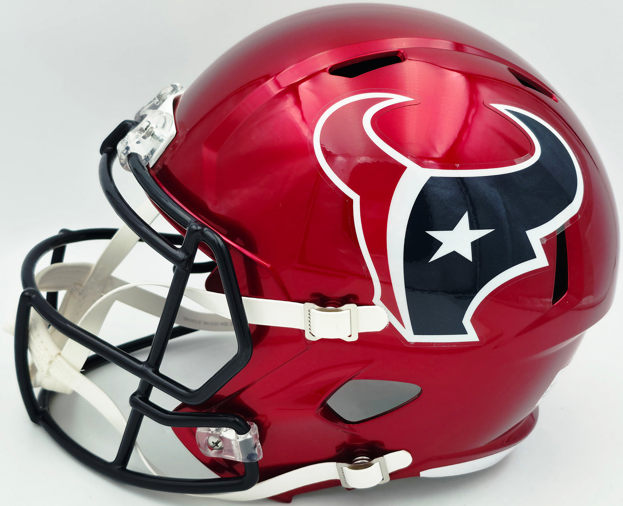 Andre Johnson Autographed Houston Texans Red 2022 Alternate Full Size Speed Replica Helmet Beckett BAS Witness Stock #262069