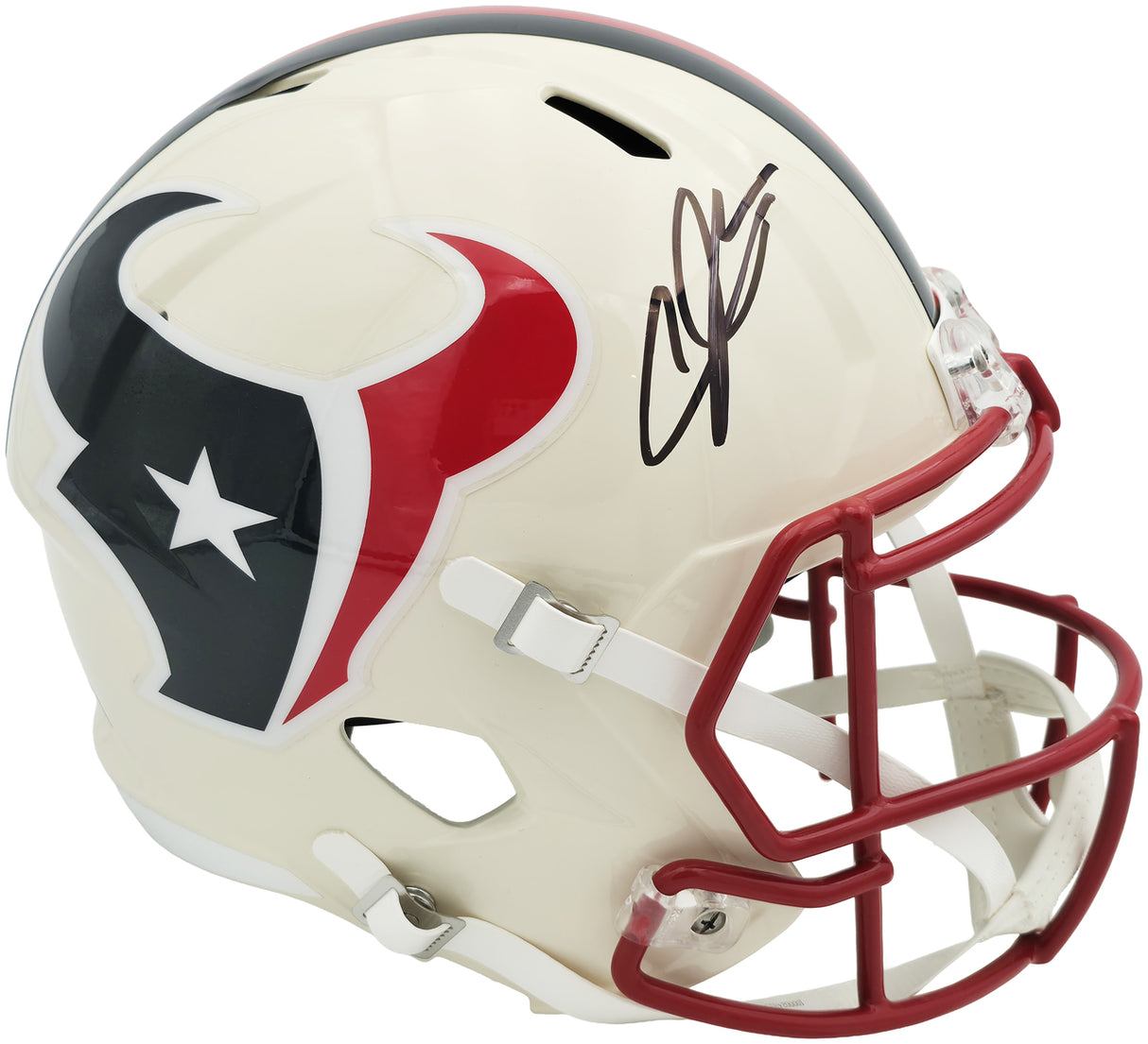 Andre Johnson Autographed Houston Texans Cream Retro Full Size Speed Replica Helmet Beckett BAS Witness Stock #262070