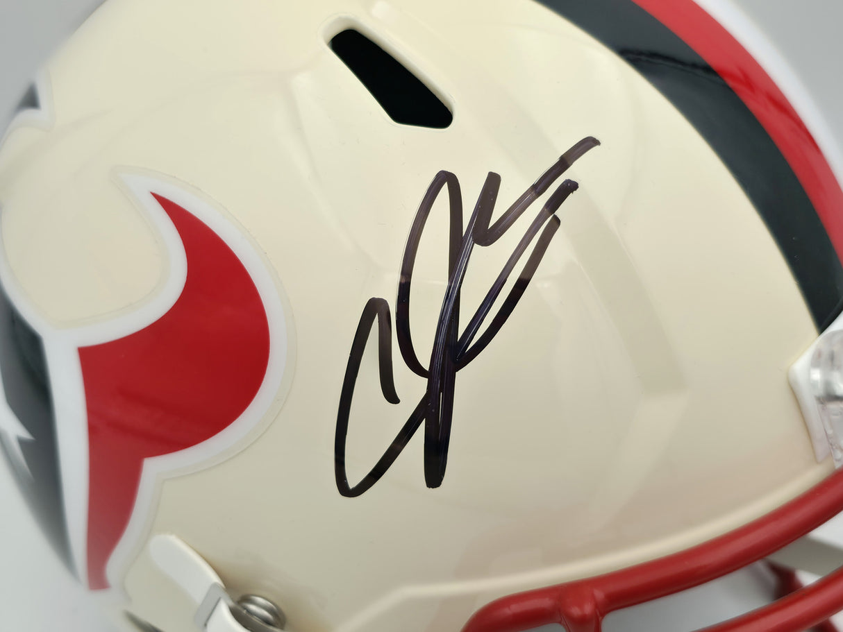 Andre Johnson Autographed Houston Texans Cream Retro Full Size Speed Replica Helmet Beckett BAS Witness Stock #262070