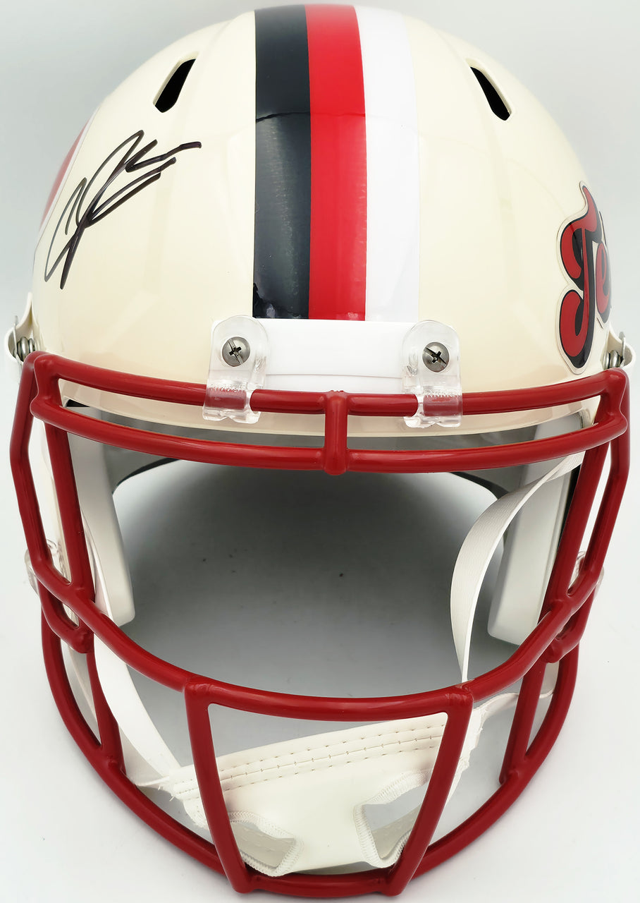 Andre Johnson Autographed Houston Texans Cream Retro Full Size Speed Replica Helmet Beckett BAS Witness Stock #262070