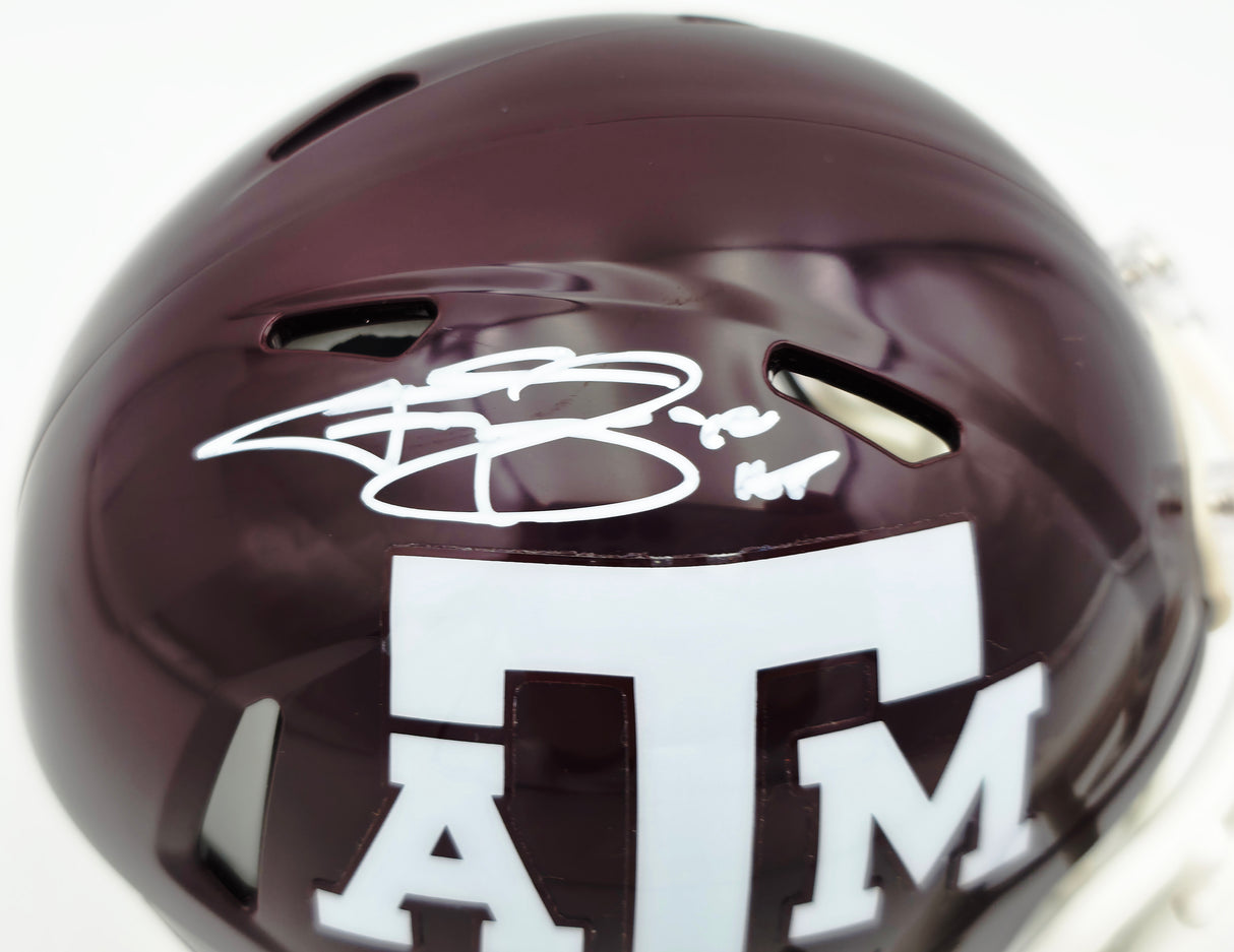 Johnny Manziel Autographed Texas A&M Aggies Maroon Speed Mini Helmet "12 HT" Beckett BAS Witness Stock #262059