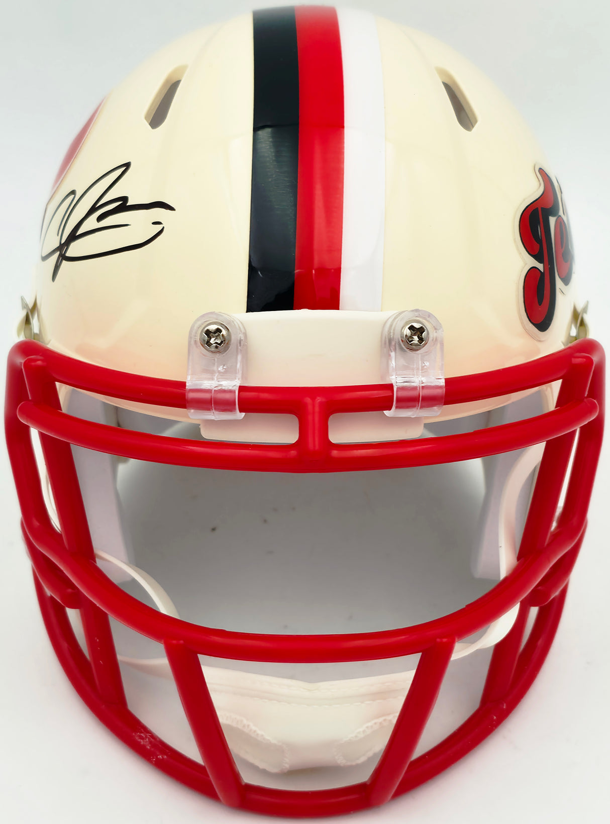 Andre Johnson Autographed Houston Texans Cream Retro Speed Mini Helmet Beckett BAS Witness Stock #262071