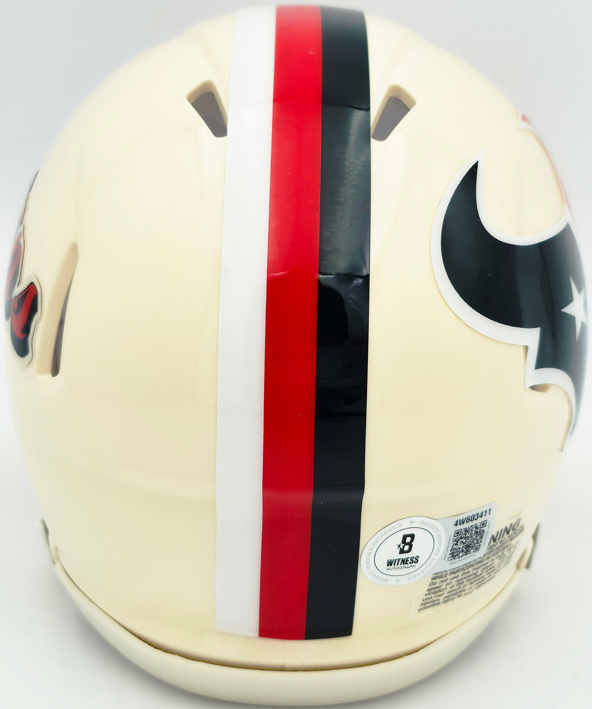 Andre Johnson Autographed Houston Texans Cream Retro Speed Mini Helmet Beckett BAS Witness Stock #262071