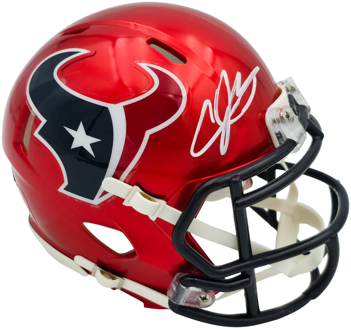 Andre Johnson Autographed Houston Texans Red 2022 Alternate Speed Mini Helmet Beckett BAS Witness Stock #262072