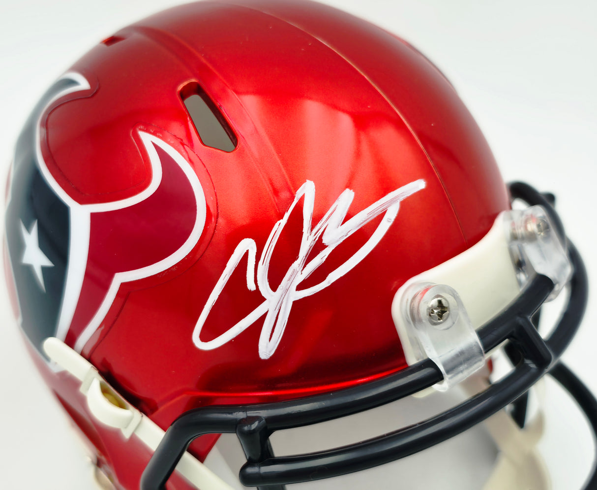 Andre Johnson Autographed Houston Texans Red 2022 Alternate Speed Mini Helmet Beckett BAS Witness Stock #262072