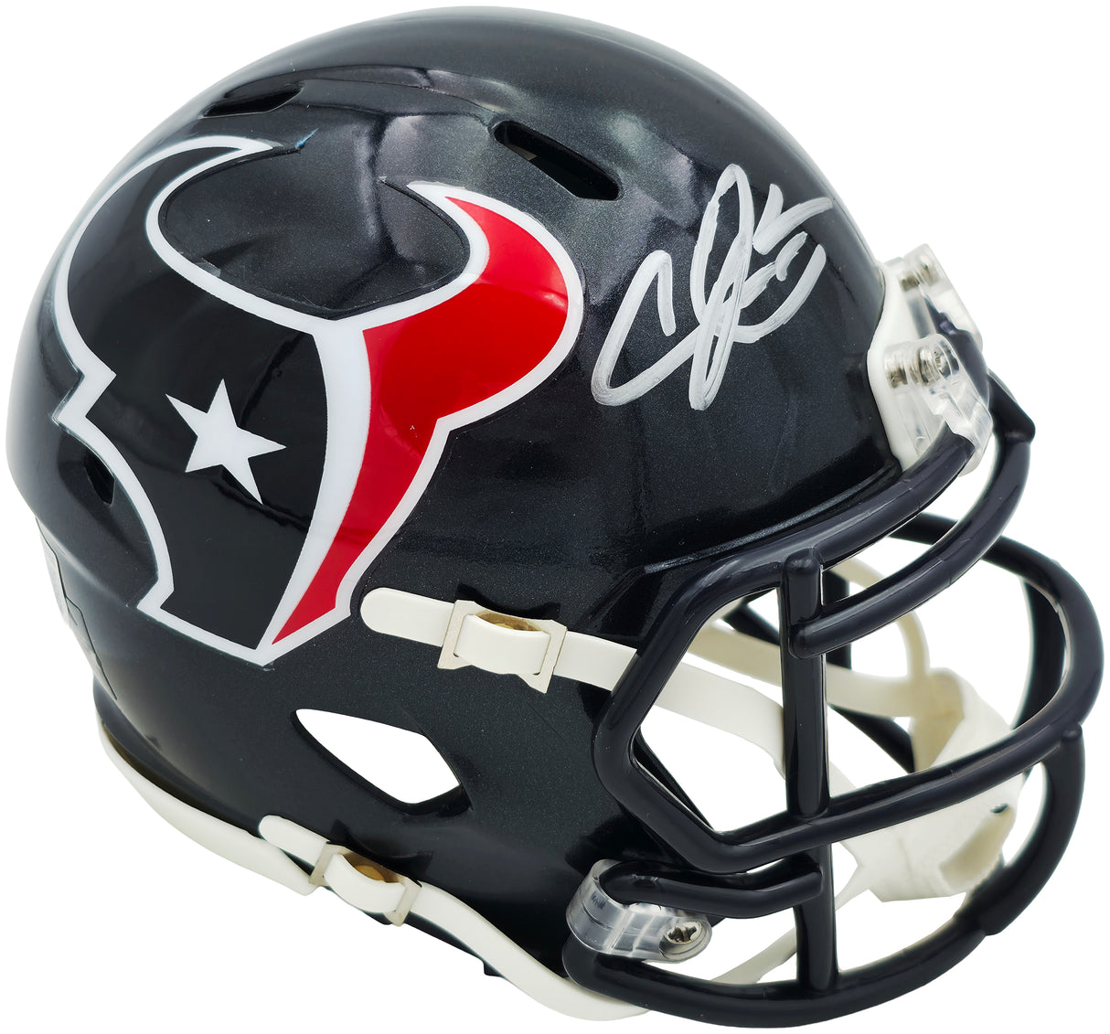 Andre Johnson Autographed Houston Texans Blue Speed Mini Helmet Beckett BAS Witness Stock #262073