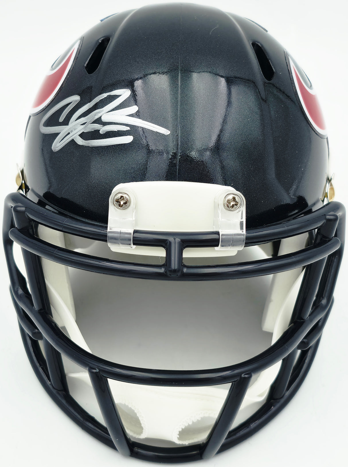Andre Johnson Autographed Houston Texans Blue Speed Mini Helmet Beckett BAS Witness Stock #262073