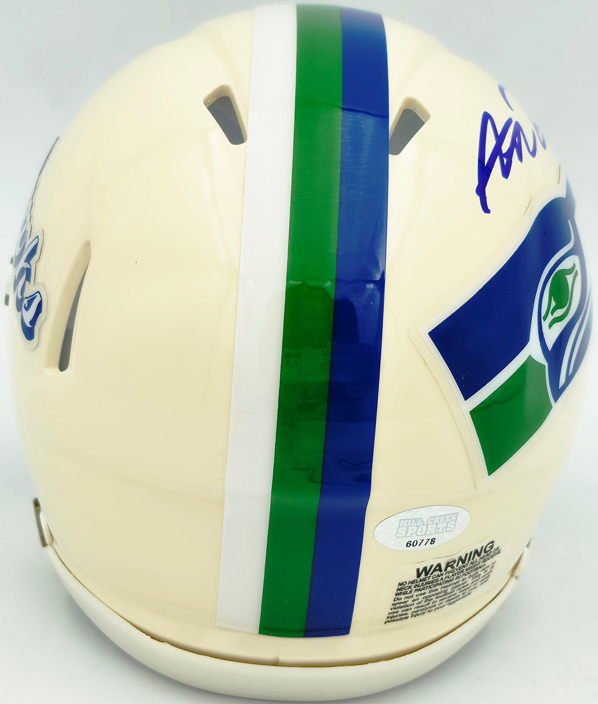 Abraham Abe Lucas Autographed Seattle Seahawks Cream Retro Speed Mini Helmet MCS Holo Stock #263039