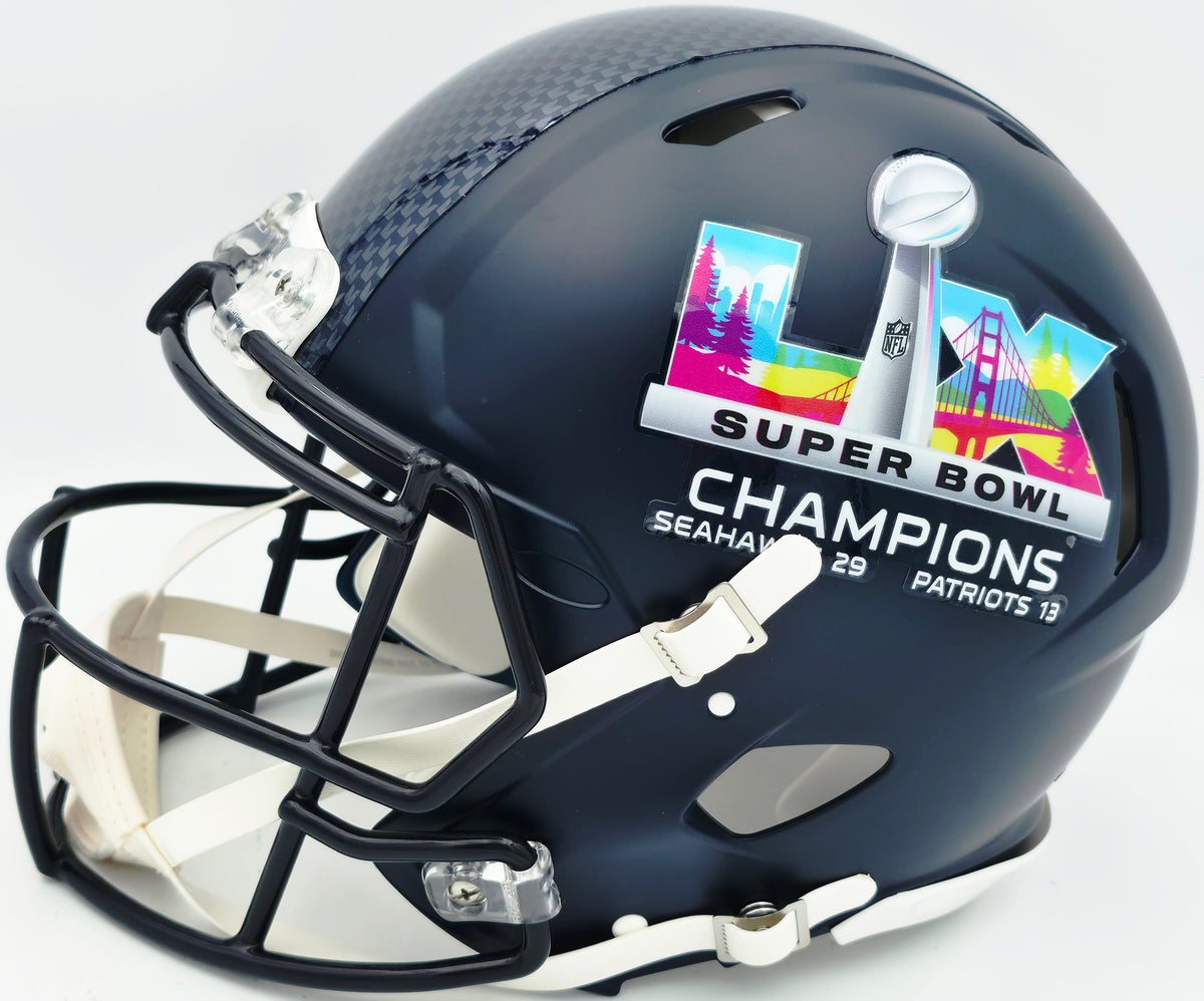 Devon Witherspoon Autographed Seattle Seahawks Blue Full Size Super Bowl LX Champions Logo Speed Authentic Helmet "SB LX Champs" Beckett BAS Witness Stock #265439