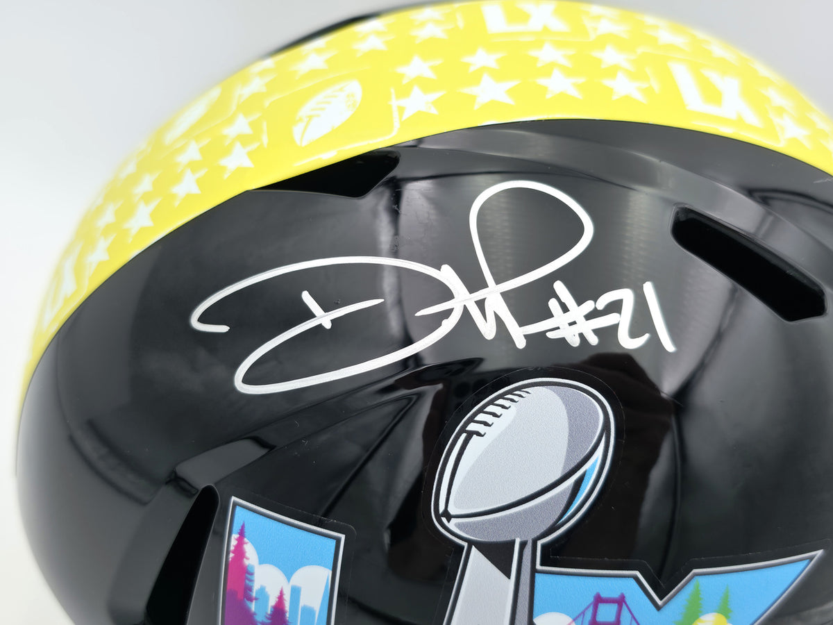 Devon Witherspoon Autographed Seattle Seahawks Black Full Size Super Bowl LX Logo Speed Replica Helmet Beckett BAS Witness Stock #265441