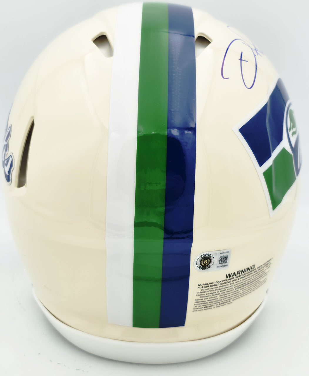 Devon Witherspoon Autographed Seattle Seahawks Cream Full Size Retro Speed Authentic Helmet "SB LX Champs" Beckett BAS Witness Stock #265442